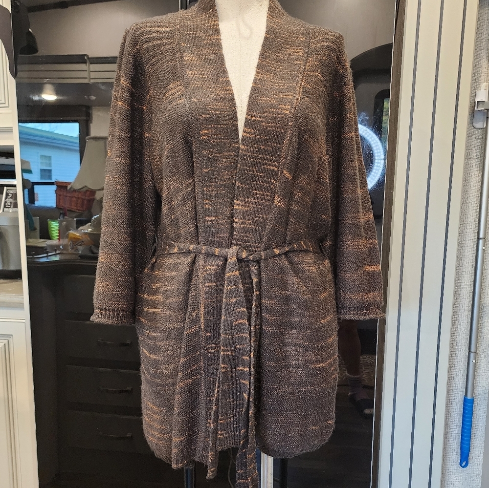 CHARTER CLUB Brown Knit W/Gold sparkle/shimmer Sweater